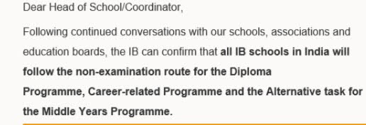 IB DP May 202 Exams Cancelled in India